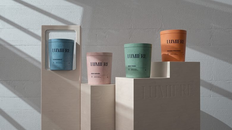 Ароматические свечи на деревянных пьедесталах LUMIÉRE