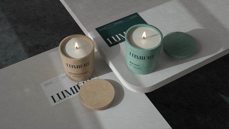 Ароматические свечи на минималистичных подиумах LUMIÉRE