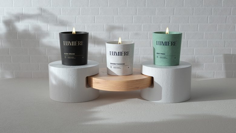 Ароматические свечи на минималистичных подставках LUMIÉRE