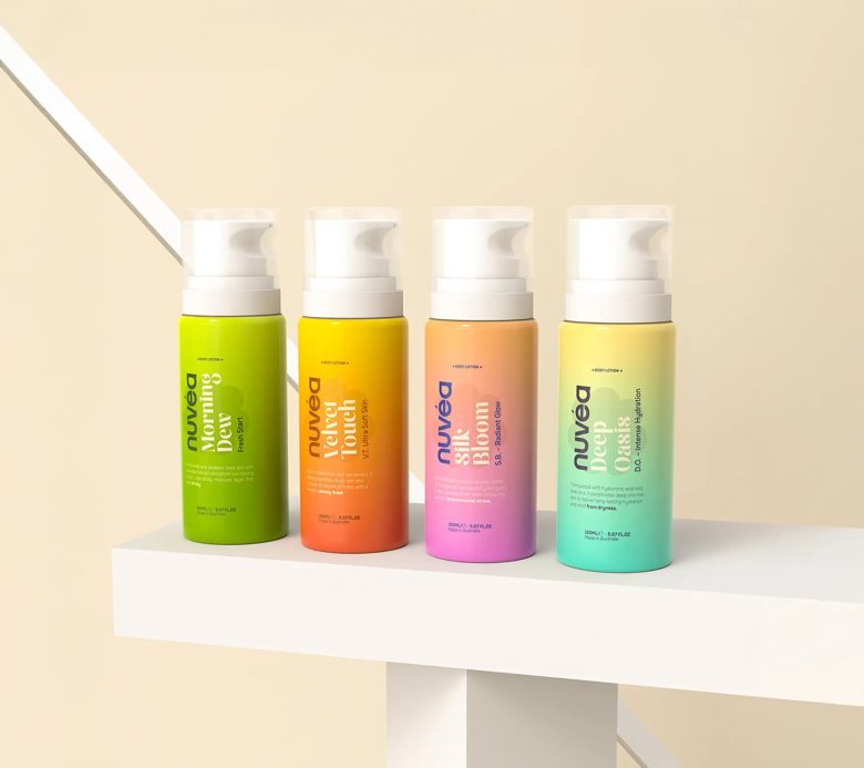 Линейка лосьонов для тела Nuvéa на минималистичной полке