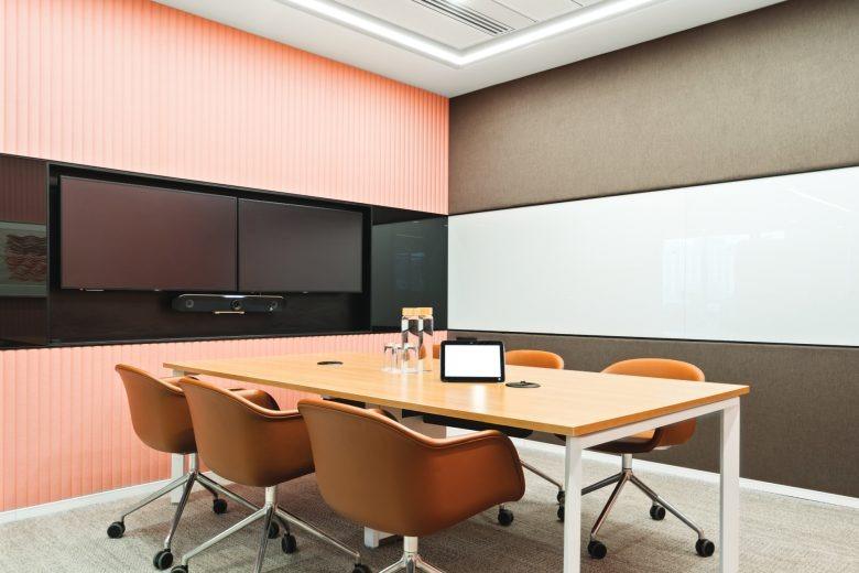 Небольшая переговорная комната с экраном A Workplace in Perpetual Beta