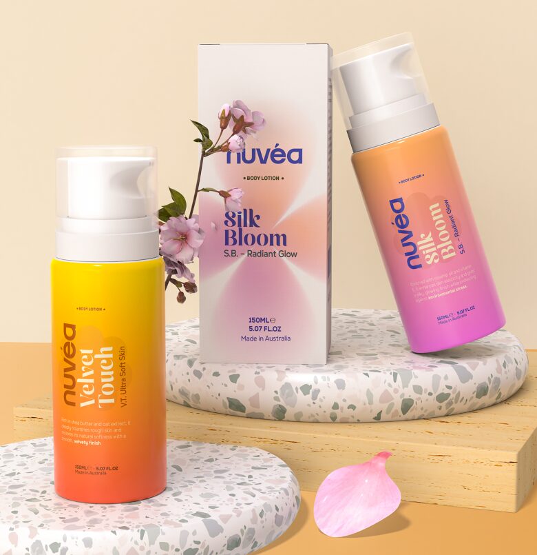 Презентация лосьонов для тела Nuvéa с декоративными элементами