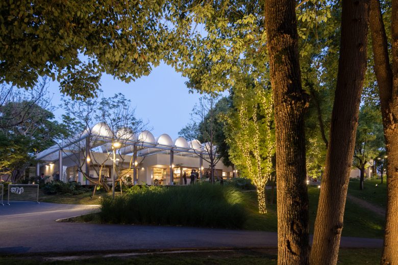 Рынок KOKO вечером в парковой среде