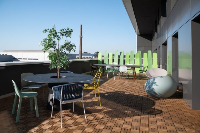 Терраса с зоной отдыха и уличной мебелью Delight Showroom