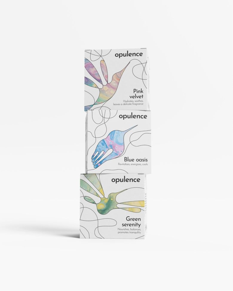 Три упаковки продукта Opulence body cream