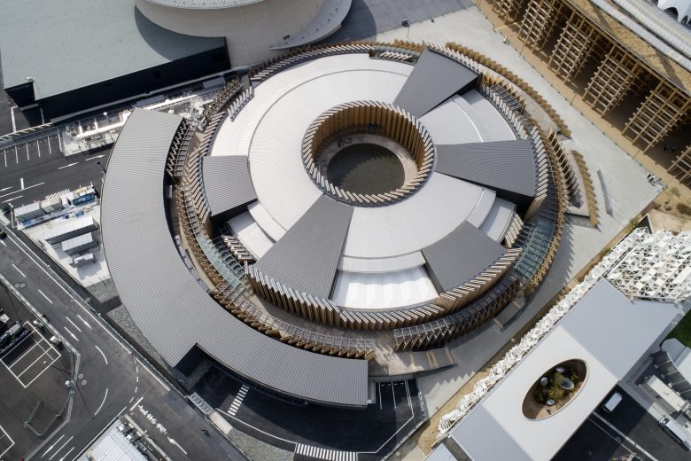 Вид сверху на здание Osaka Expo 2025 Japan Pavilion