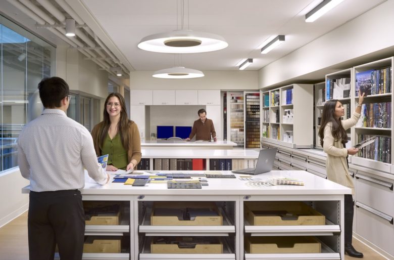 комната со стеллажами и книгами SWBR’s new offices