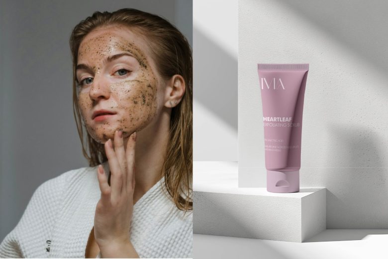 наносим скраб на лицо IVIA- Minimalist Luxury Skincare