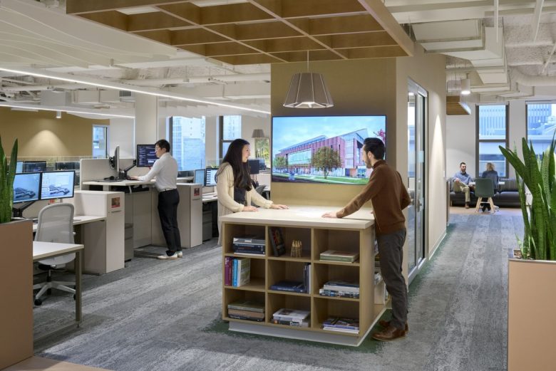 рабочие места с полками для документов SWBR’s new offices