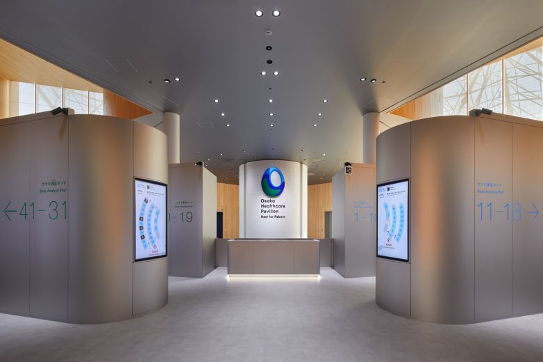 сенсорные панели на стенах Healthcare Pavilion Nest for Reborn at Osaka Expo 2025